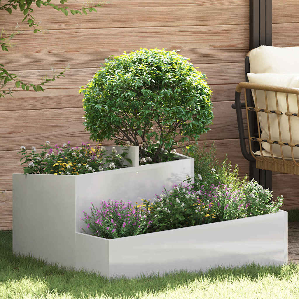 Garden Planter Silver 80 X 80 X 50 Cm Stainless Steel