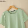 ZANZEA Women Casual Round Neck Solid Color Summer Short Sleeve Dress