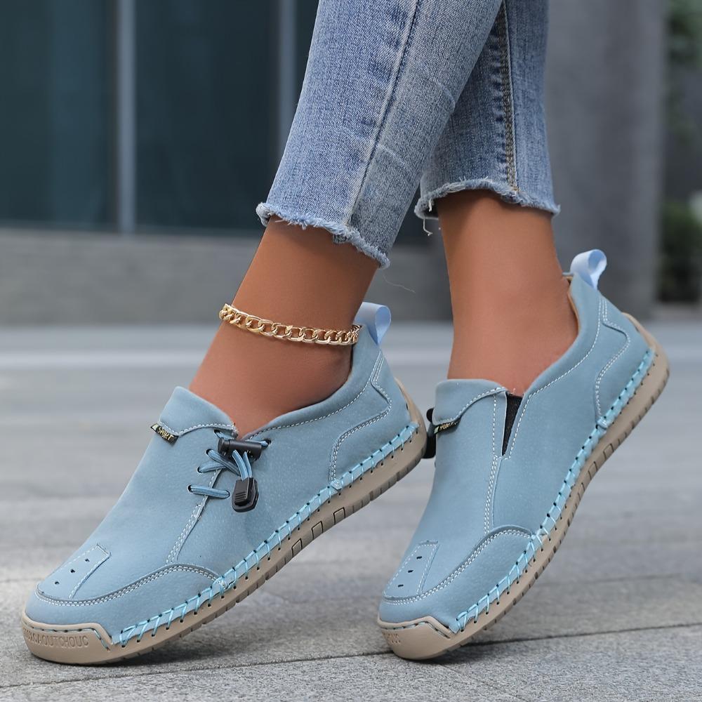 Women's Slip-On Loafers - Vintage British Style Hand-Stitched Synthetic Cover Shoes with Rubber Sole, Breathable Fabric Lining & Decorative Tassel