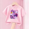 Demone Hunter Girl Purple Pink T-shirt Cute Anime Cotton T Shirt Y2K Kawaii Kids Streetwear Harajuku Short Sleeve Summer Clothes