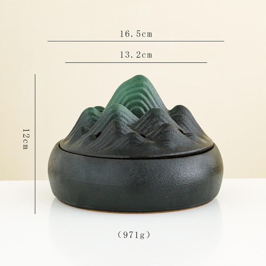 Sandalwood Ceramic Incense Burner with Lid, Fireproof for Household Use - Coarse Pottery Ornament for Indoor Incense Burning.