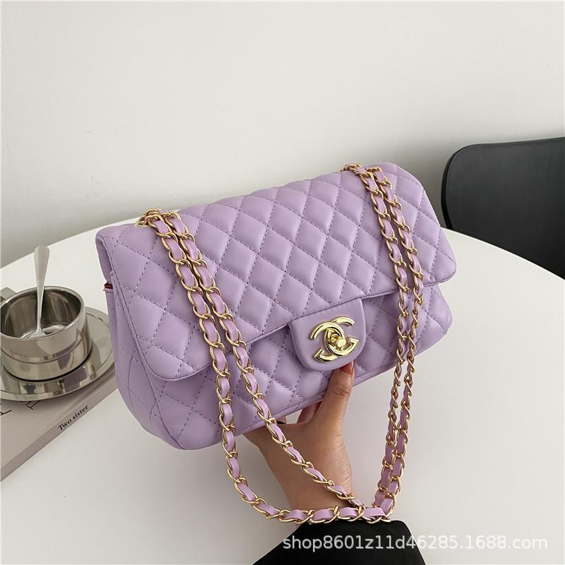 

Women s bag fashion shoulder messenger bag high texture diamond chain bag фіолетовий