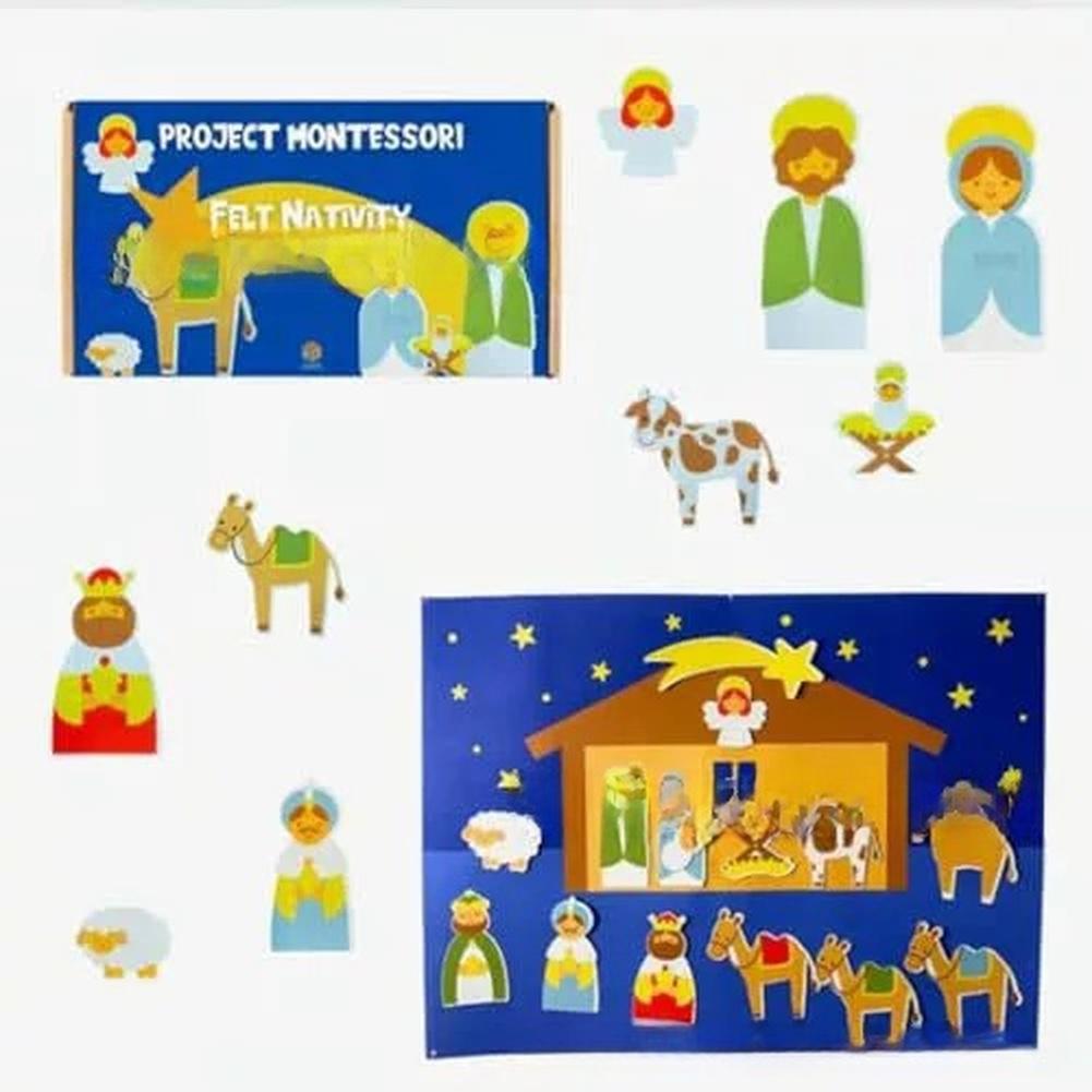 For Kids' DIY Felt Nativity Scene Craft Kit Christmas Ornament Set with Complete Materials for Creative Holiday Activities