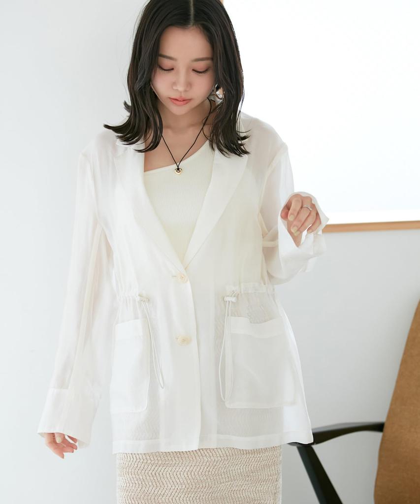 [BIS] Women's Drawstring Sheer Jacket, BVV14020, Natural (16)