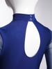 Girls Dance Leotard Sheer Mesh Long Sleeves Mock Neck Keyhole Back Metallic Stripes Buttons Bodysuit Costume