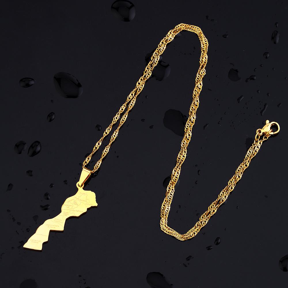 Collar de Mapa Étnico Retro de Moda - Joyería de Acero Inoxidable