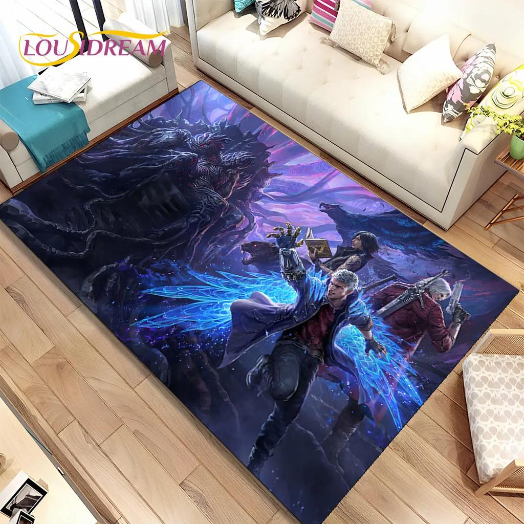 Tapis de jeu 3D HD D-Devil May Cry DMC, Tapis de sol pour salon, chambre à coucher, canapé, paillasson décoratif, tapis de sol antidérapant pour enfants