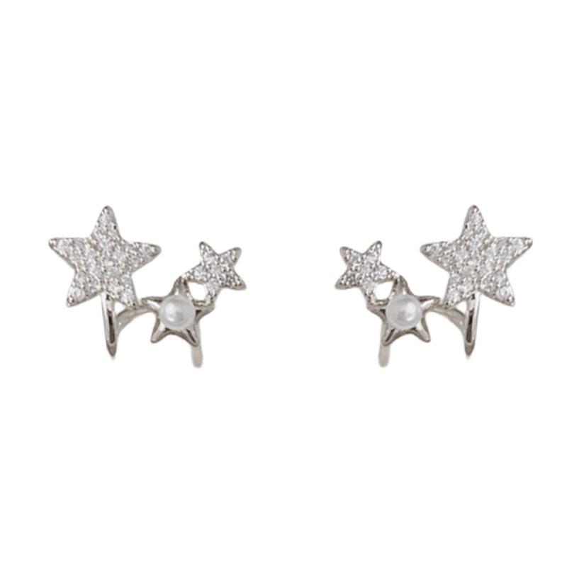Pearl Star Ear Clip for Women's New Style, with a niche design and high-end earrings