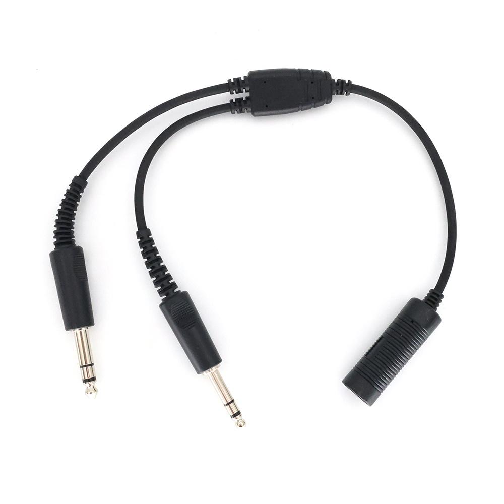 1 X Helicopter Aviation Headphone Adapter Cable For 7.1mm To GA Dual Plug 40cm