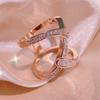 European and N Fashion Geometric Lines Plated Rose Gold Micro Set Zircon Chain Ring Trend Ring Girl