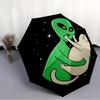 1pc Alien Cat UFO Automatic Folding Umbrella with 8 Bones, 3-Fold Compact Umbrella, Compact Design On-the-Go Essential, casual outdoor acces