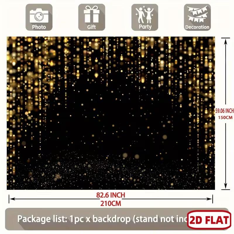 

2D Black Gold Bokeh Glitter Backdrop for Indoor & Outdoor Use 47.2x31.5inch/120*80cm