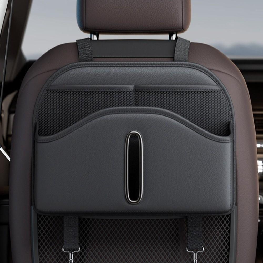 High-grade Seatback Storage Bag Leather Net Pocket Tissue Holder Car Back Seat Organizer  Vehicle