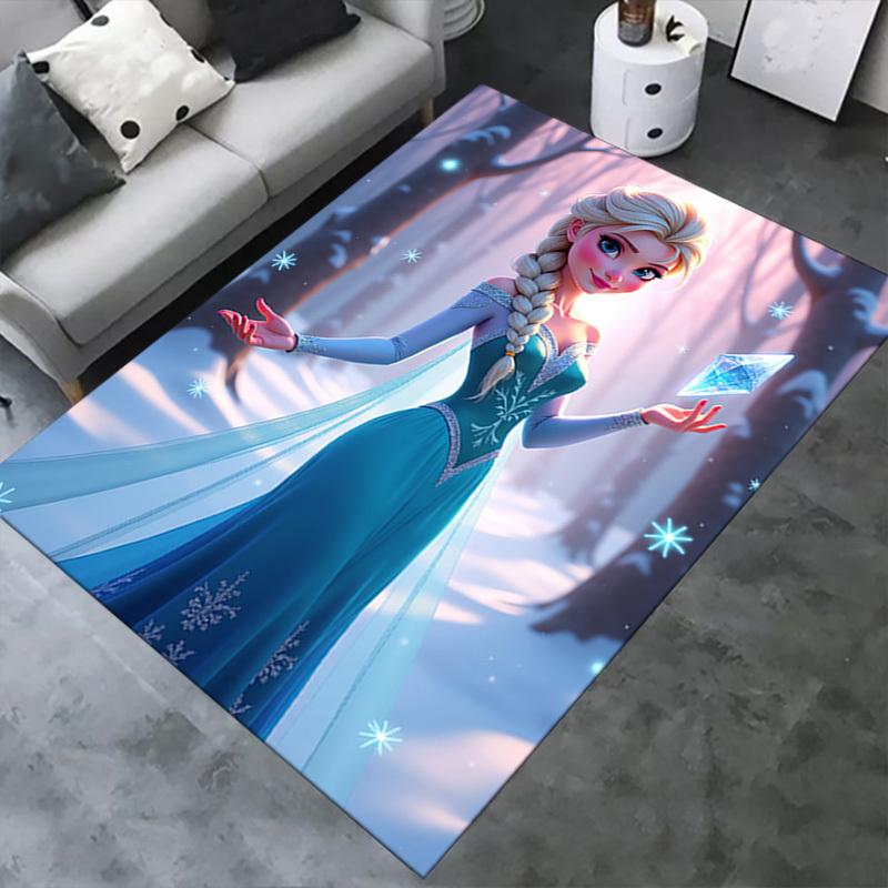3D Printed Elsa,Frozen,Snowflake Anti-Slip Rug - Machine Washable Office Rug for Living Room, Bedroom, Office - Multiple Sizes
