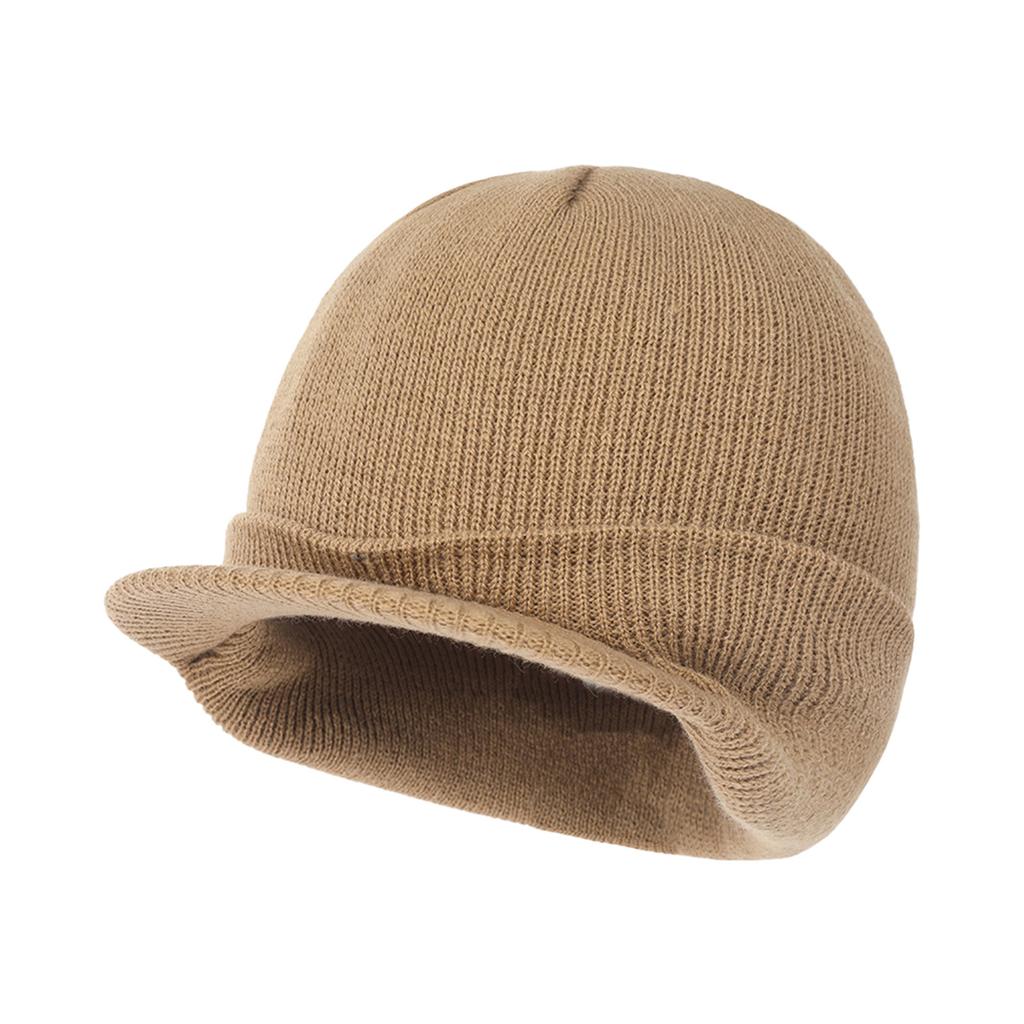 Winter, Men's, Knitted Hat, Brimmed, Wool Cap, Warm, Thick Hat, Suitable For Outdoor