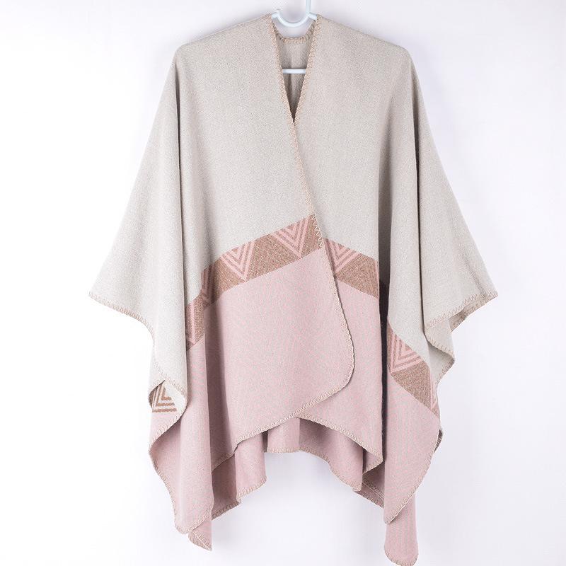 

Женская полосатая лоскутная повседневная шаль с запахом кашемира, накидка-пончо с открытой передней частью, свитера большого размера, мягкие универсальные кардиганы, шали на осень-зиму one size хаки