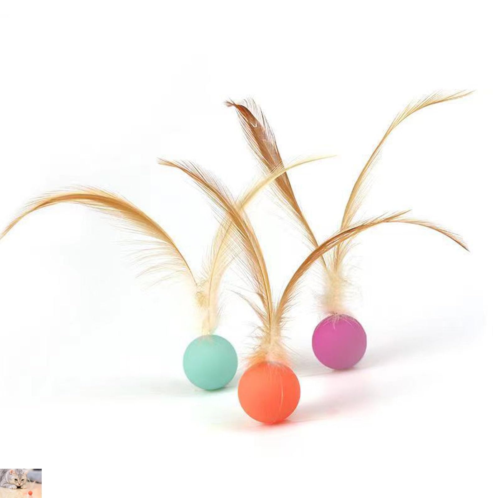 

Mirhua Cat Toys with Wings, Set of 3 Silicone Toy Balls, Popular Cat Toys, Playtime Balls (Pink, Orange, Blue)