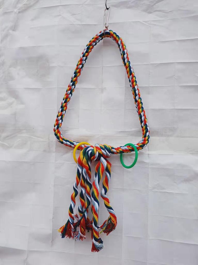Bird Triangle Rope Swing Colorful Perch Chewing Toy for Parrots Budgie Parakeet Cockatiel Cockatoo