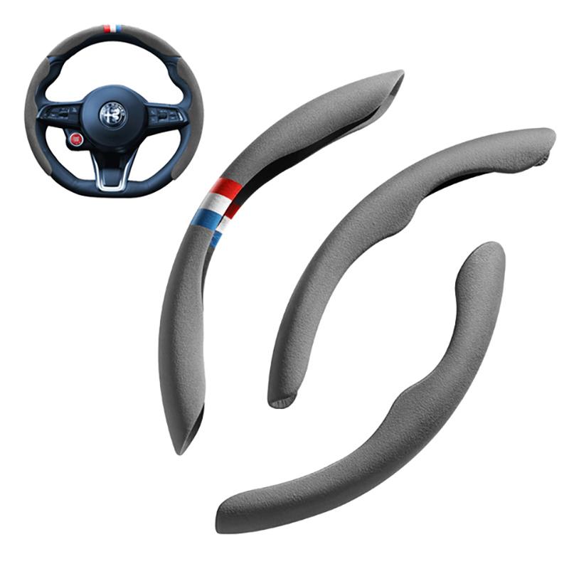 YAQG2 Car Steering Wheel Cover Segment Steering Wheel Protection Cover For Alfa Romeo Giulia Stelvio Interior Styling Car Accessories