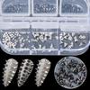 6-grids Y2K Punk Metal Rivet Cone Nail Decorations 3D Stylish Silver/Black Alloy Spike Nails Decoration DIY Mix Sized Easy Stick