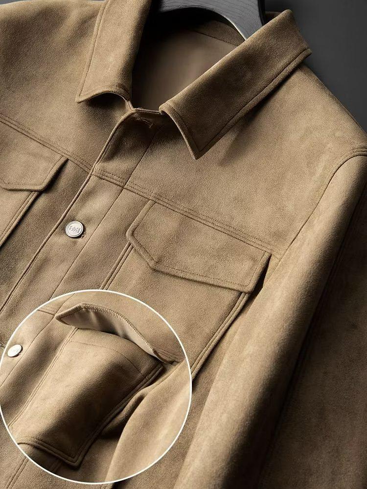 Herren Slim Wildleder Revers Jacke - Herbst/Winter Lässiger Luxus Trend.