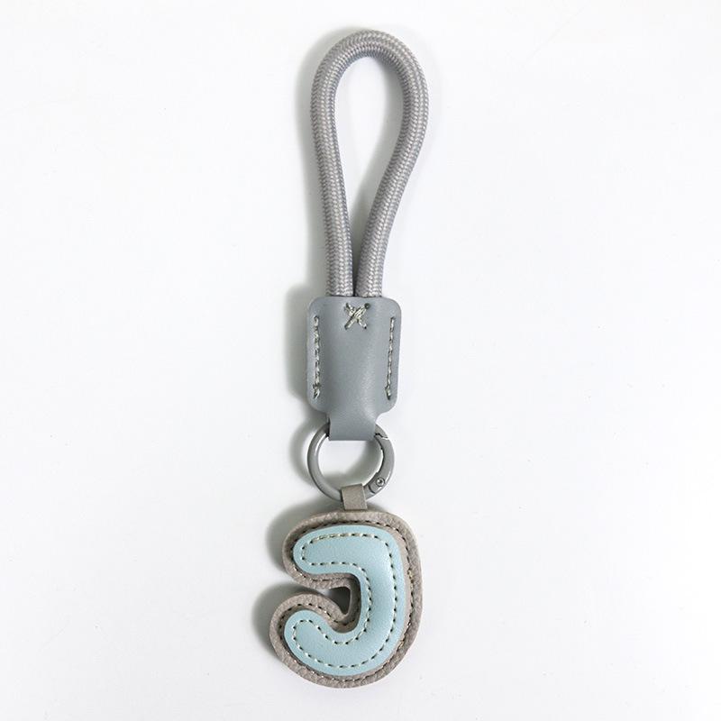 High-End Leather Alphabet Keychain Bag Pendant