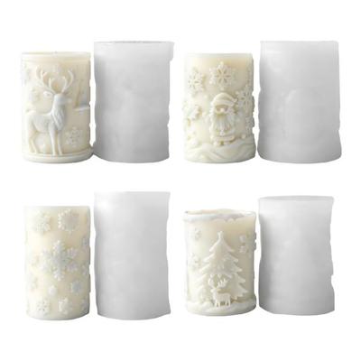 Christmas Candle Molds Casting Molds Snowflake Cylinder Silicone Mould Ornament Molds Plasters Molds Epoxy Resin Molds