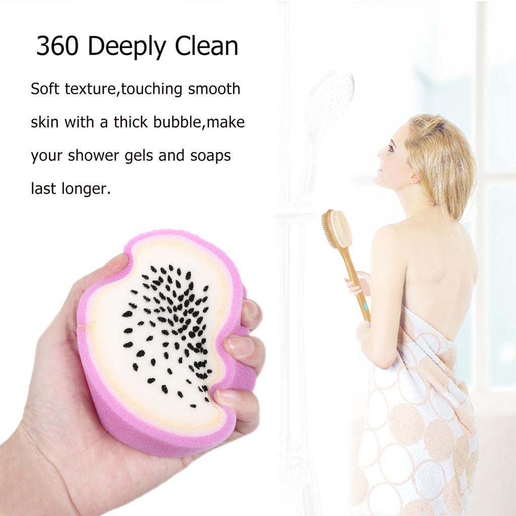 4Pcs Lovely Fruit Shaped Sponges for Bathing Kids Comfortable Lightweight Wash Sponge with Rich Bubbles Shower Sponge for Body