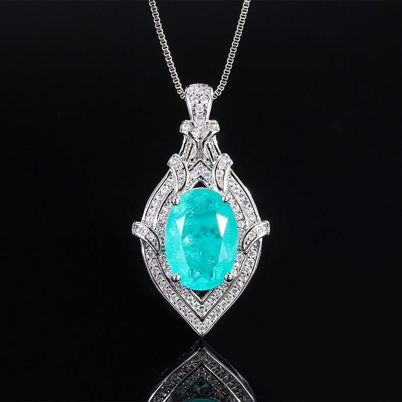 Tiktok Live TV Hot Caibao Retro Imitation Emerald Pendant New Product Temperament Noble Red Corundum Necklace