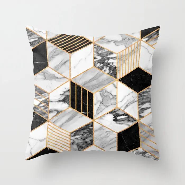 Juste De Coussin Géométrique Pour La Décoration Intérieure, Ferme, Oreiller De Canapé, Bois Créatif, Taie D'oreiller En Marbre Mars, Mode