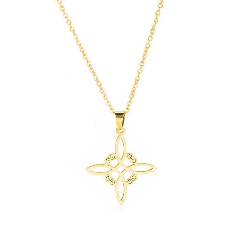 Stainless Steel Witchcraft Clavicle Chain Celtic-Witch-Knot Pendant Choker Chain