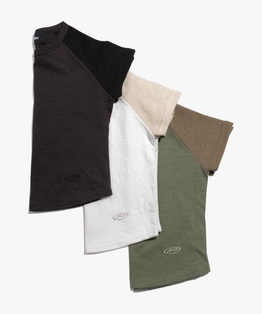 PEACE MAKER Ex Knit Cap Sleeve Crop Tee (Brown)