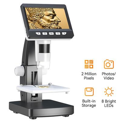Microscope numérique IPS 4,3 pouces, grossissement 1000x, zoom, caméra vidéo USB, stockage intégré pour la réparation électronique