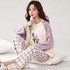 Women's pajamas spring and autumn long-sleeved trousers pure cotton two-piece suit, girls can wear cotton loungewear in autumn and winter