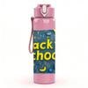 1PC Back To School Badge Design 750ml Color Plastic Sports Water Bottle Leakproof Flip Straw Lid Suitable for Sports Office Home Use