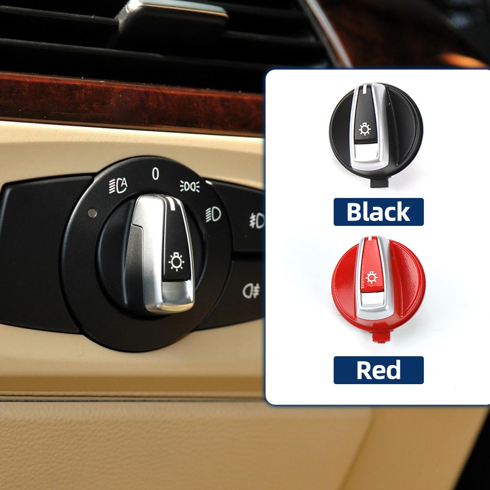 61316932796 For BMW 1 3 X1 Series E84 E87 E88 E90 E91 E93 Black/Red Headlight Lamp Switch Rotary Knob Button Cap Replacements