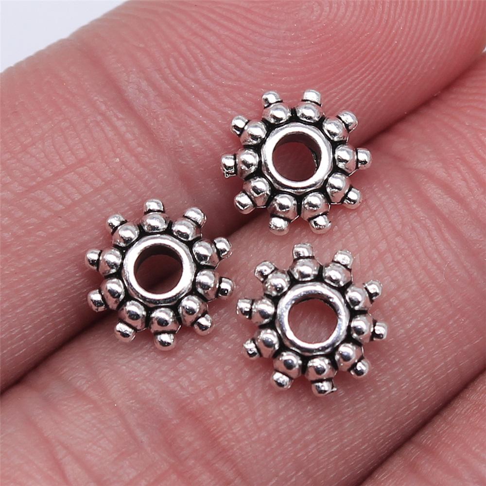 40pcs Antique Silver Color Small Spacer Beads Charm Pendants Jewelry Accessories DIY Small Spacer Beads Charms