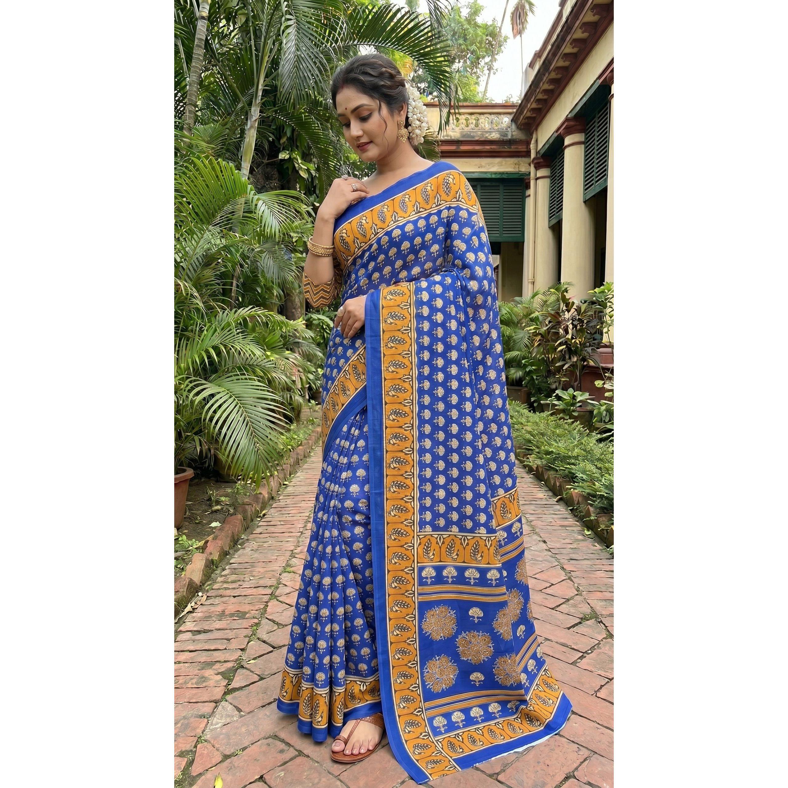New Launch Beautiful Bagru Printed Saree Collection