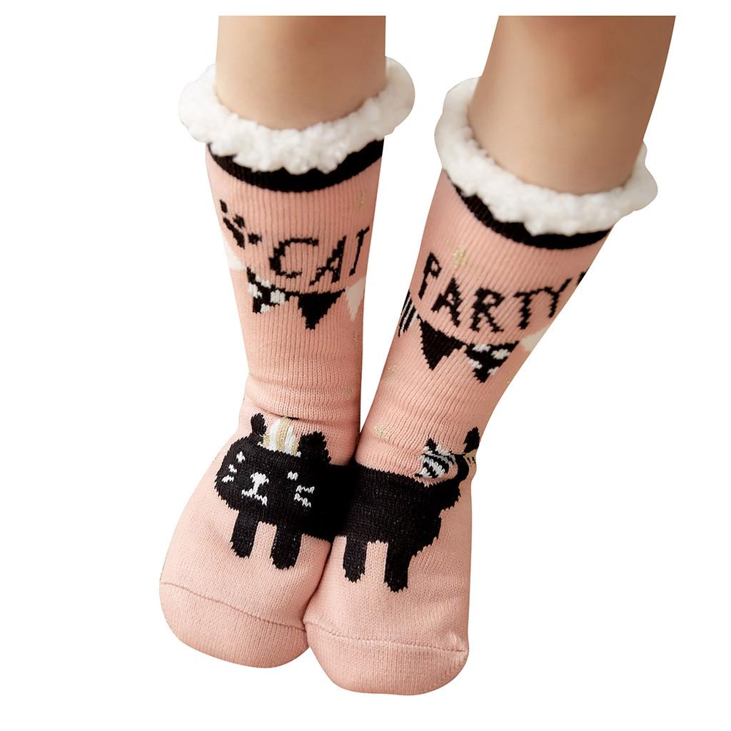 Damen Fleecegefütterte Rutschfeste Wintersocken Weiche Warme Indoor Bodensocken mit Noppen Gemütliche Hausschuhsocken für Kaltes Wetter