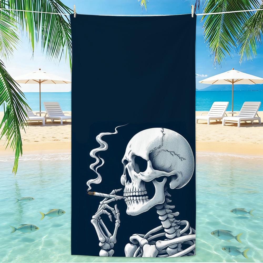 Skull Beach Towel Microfiber for Gym Travel Fitness Spa Women Girl Quick Dry Sandless Large Towels Bathroom Beach Towel