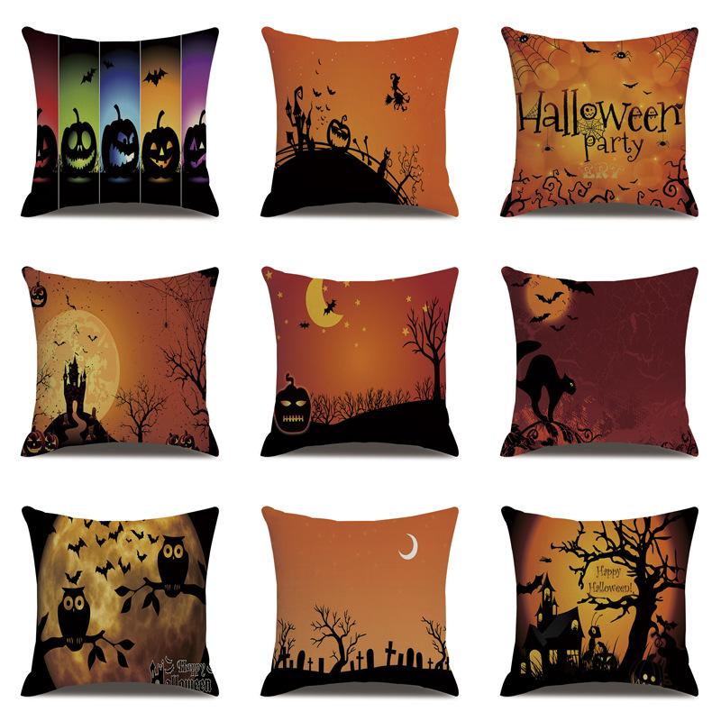 Halloween Linen Pillow Cover Printed Pillow Supply Cushion Cover