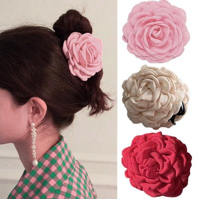 Statement Big Rose Hair Clips For Women Bohemian Cloth Flower Hairgrips Hairpins Headwear Girls Wedding Hair Accessories Jewelry