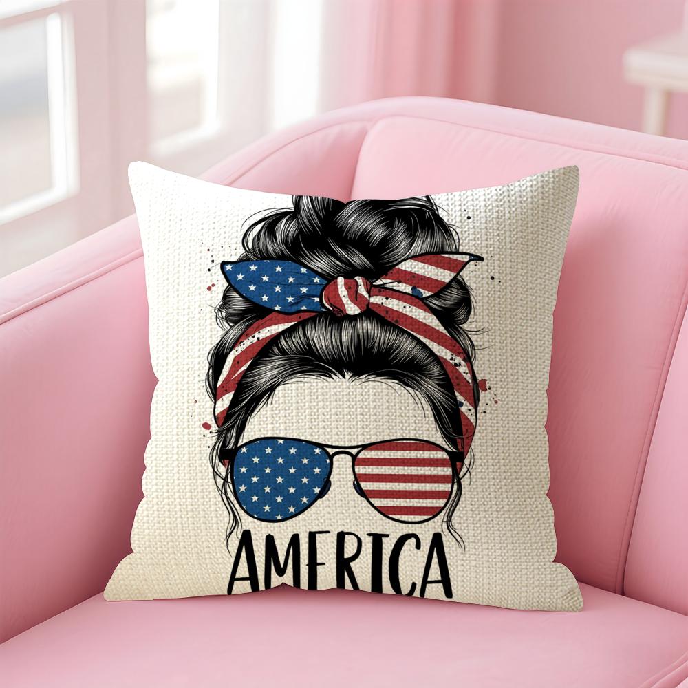 American 250Year 1776- Cushion Cover Natural Linen Pillow Case Double-Sided Print Decorative Sofa Pillowcase Home Decor Gift