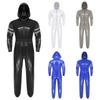 Mens High Visibility Reflective Coveralls Water Resistant Front Zipper Long Sleeve Elastic Waist Hooded Jumpsuit