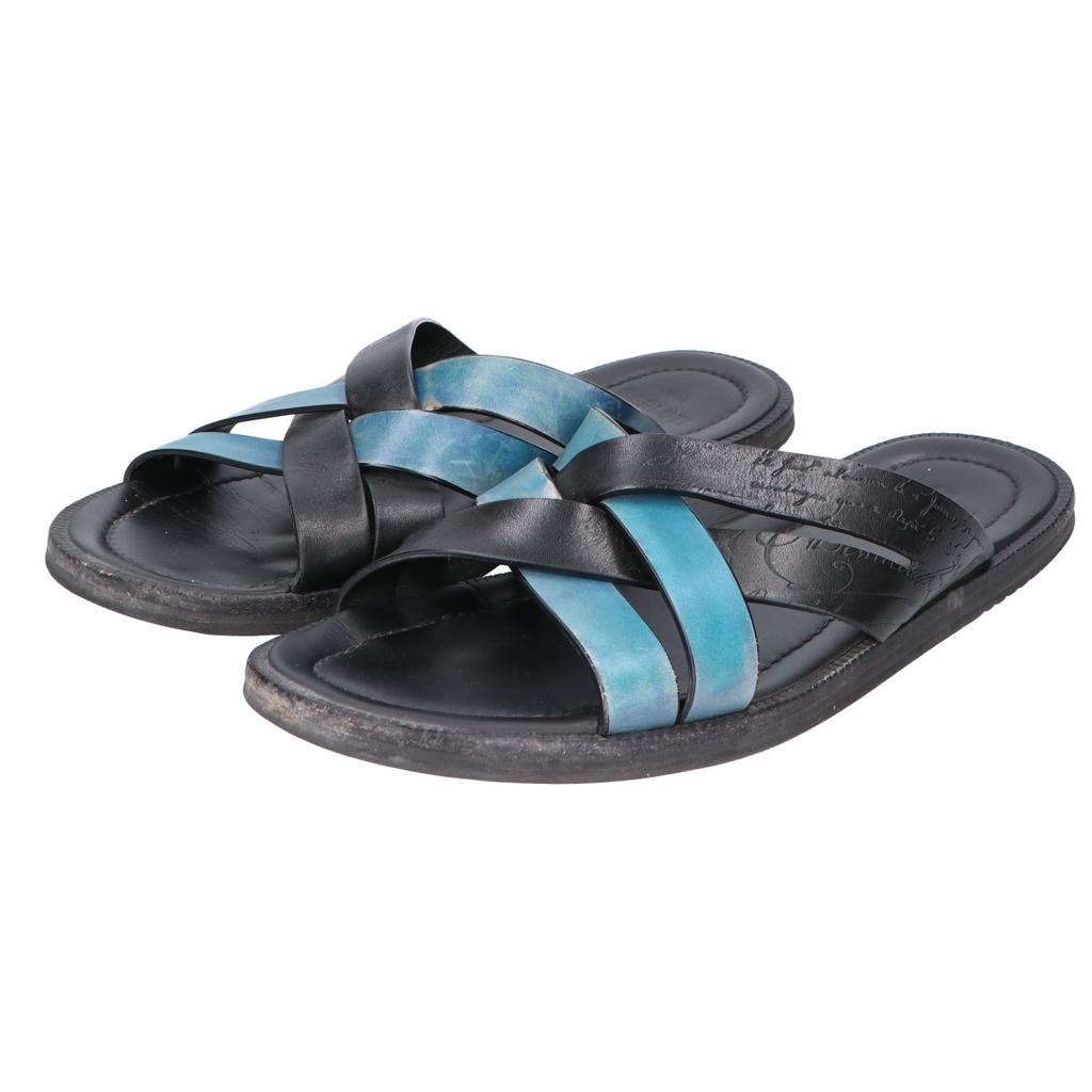 berluti Sifnos Scritto Leather Sandals/ shoes 5 1/2 Black x blueUsed