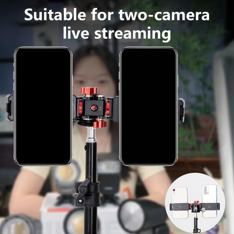 Aluminiumlegierung Zwei-Kopf-Gimbal-Ständer für Kameras und Zubehör 180° Neigungen und 360° Schwenks für Vlogs und Aufnahmen