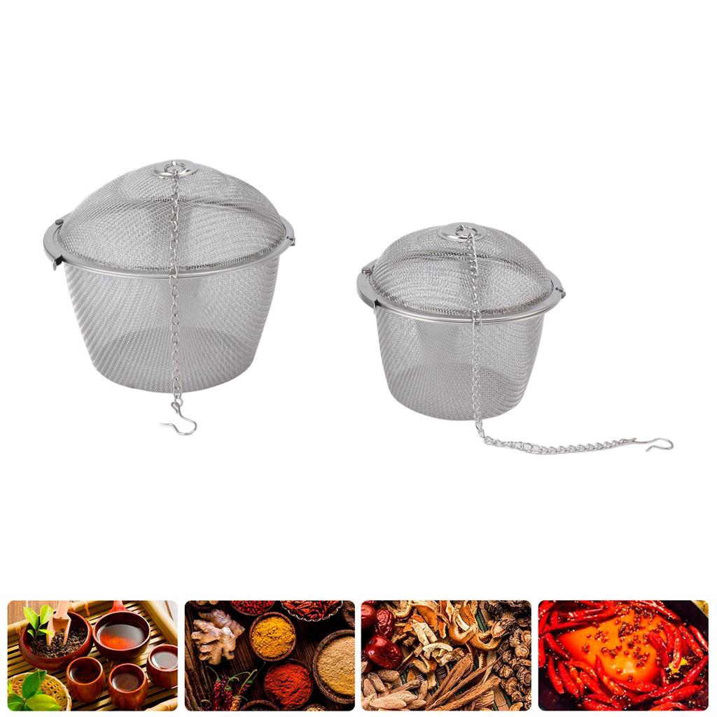 2pcs Mesh Tea Stainless Steel Tea Strainer with Hook Chain for Spice Soup Tea Herbs