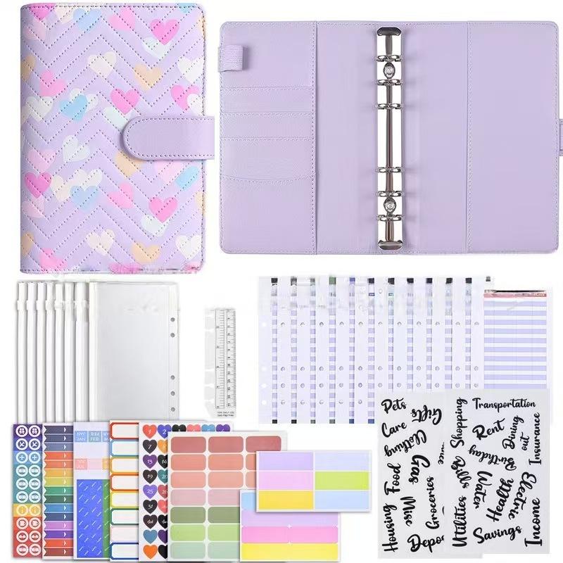 

A6 Pu Leather Binder Economy 6-Ring Notebook, Stylish Design, Personal Notebook Binder Cover, Can Be Used For Cash Budget Storag