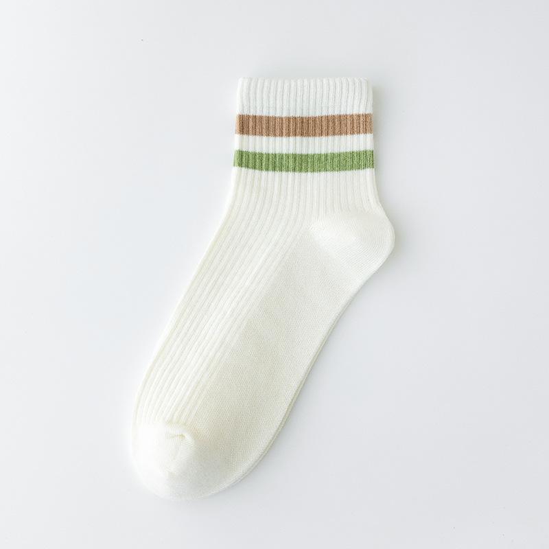 Chaussettes montantes rayées fines d'été pour étudiantes, absorbant la transpiration