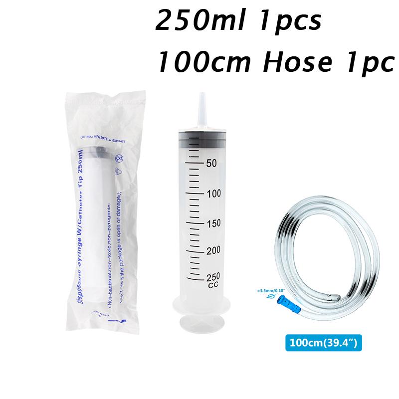 Large Capacity Syringes100ml/150ml/200ml/250ml/350ml/550ml With 30 100cm Hose Plastic Injector Pump Pet Feeding Nutrient Syringe